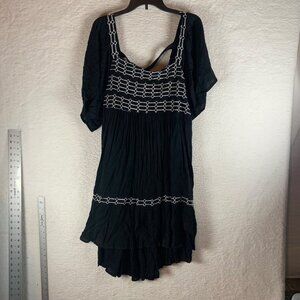 Wishing Waves Women's 2X Black Square‎ Neck Babydoll Swimsuit Cover Up Dress NWT